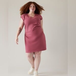 ATHLETA Effortless Tee Dress – XL – Berry Pink – Stretchy, Lightweight Comfort